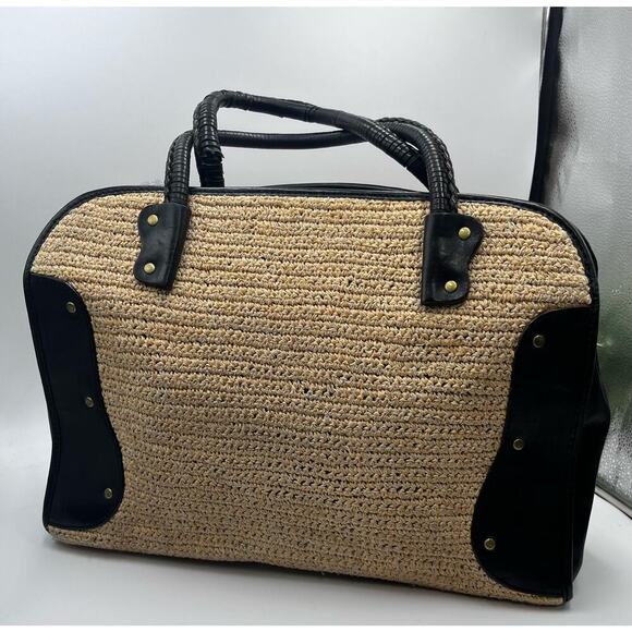 Michael‎ Kors Vintage Leather and Wicker Braided Straw Woven Shoulder Bag - Picture 8 of 16